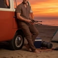thumbnail image 6 of SOOMLON Beach Outfits for Men Big and Tall Collared Button up Shirts Drawstring Pants with Pockets 2 Piece Vacation Sets, 6 of 8