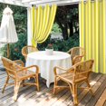 thumbnail image 4 of Outdoor Curtains for Patio Waterproof, Yellow Striped Windproof Pravicy Outside Porch Blackout Curtain, Modern Farmhouse Yellow White Stripes Sun Blocking Grommets Curtains for Cabana Gazebo 54"x108", 4 of 9
