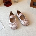 thumbnail image 6 of FINALGANG KIds Girls Elastic Strap Front Tiny Bow Satin Mary Jane Shoes Soft Flat Sole Lightweight Princess Daily Party Dress Shoes Lovely Shoes 6-6.5 Years, 6 of 7
