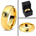 thumbnail image 4 of Tungsten Deer Hunter Hunting Elk Band Ring 7mm Men Women Comfort Fit 18k Yellow Gold Dome Polished, 4 of 4