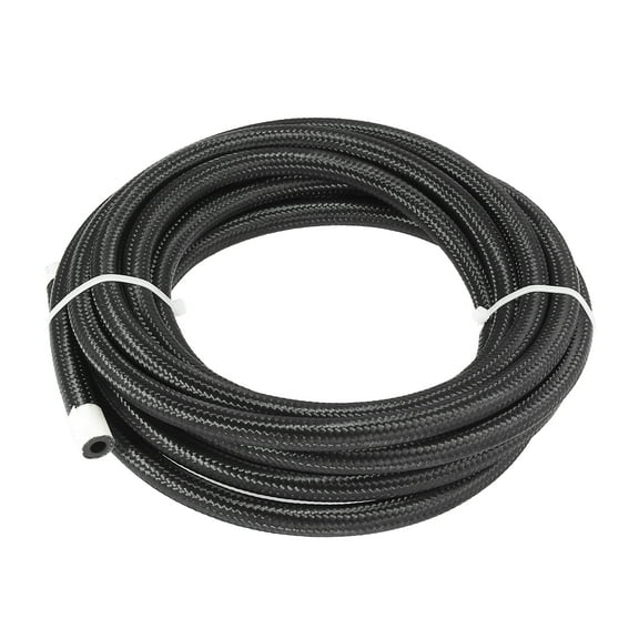 AN4 1/4" 15ft CPE Fuel Line Hose Nylon Stainless Steel Car Engines Braided Tube Black