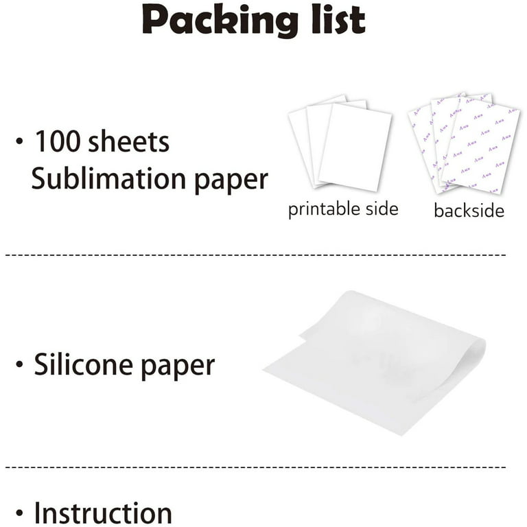 A-SUB Sublimation Starter Kit with Sublimation Paper and Sublimation Ink,  120g Sublimation Paper 8.5X11 Inch and 480ML CMYK Sublimation Ink Bundle  Kit