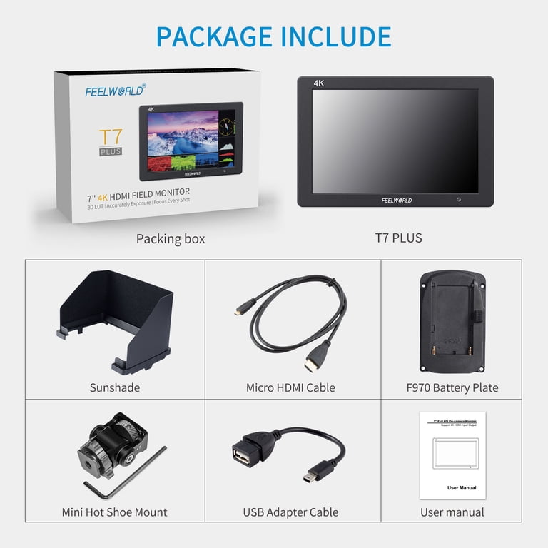 Feelworld T7 Plus 7 inch Camera Field Monitor 4K HDMI 3D LUT Full