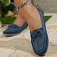 thumbnail image 4 of Bowknot Suede Loafers for Women Slip On Flats Comfortable Business Dressy Casual Non Slip Work Walking Shoes Blue Size 7, 4 of 7
