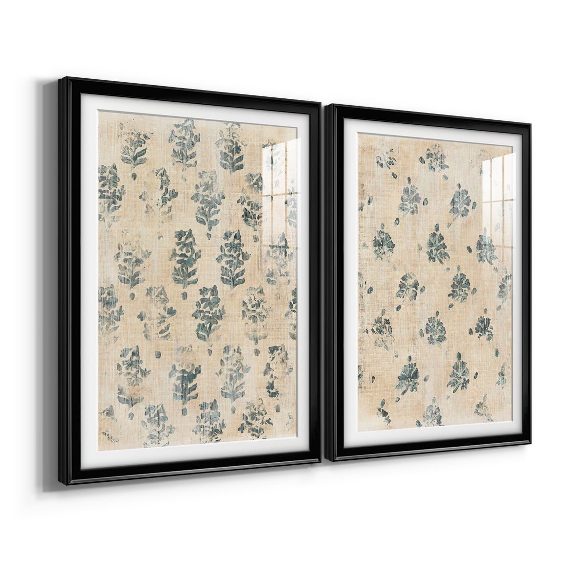 Wexford Home Vintage Blockprint I Premium Framed Print, 30.5" x 42.5" - Ready to Hang, Black (Set of 2)