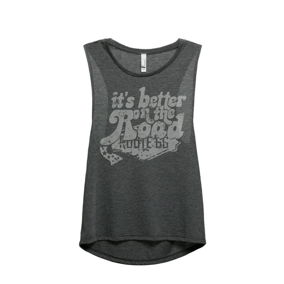 It's Better On The Road Women's Fashion Sleeveless Muscle Tank Top Tee Charcoal Grey Small