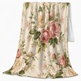 thumbnail image 2 of Vintage Botanical Rose Floral, Cozy Botanical Garden Scene, Warm Flannel Blanket for Sunroom and Reading Nook, Garden Lovers Thanksgiving Gift, Botanical Home Decor, 2 of 9