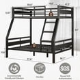 thumbnail image 2 of Honfach Twin Over Full Metal Bunk Bed, Heavy Duty Frame with Ladder & Full Guardrail, Noise-Free, Large Underbed Storage, No Box Spring Needed，Black, 2 of 9