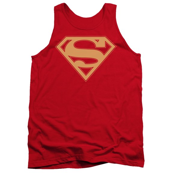 Superman Red & Gold Shield Adult Tank Top Red