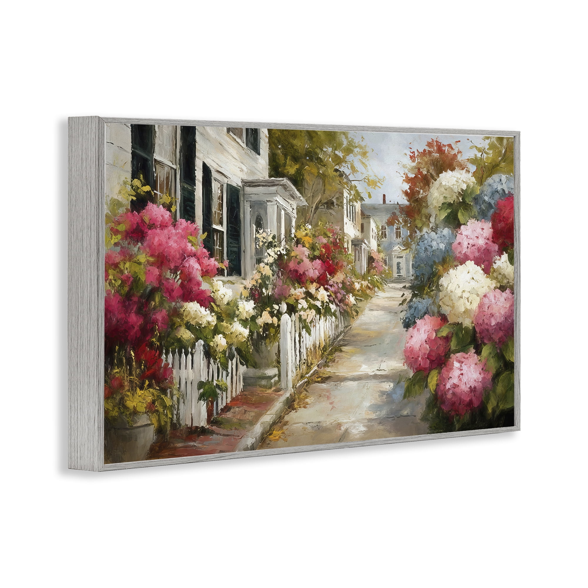 Stupell Industries Faded Shutters & Bursting Blooms Gray Framed Giclee Art, design by Tina LeCour
