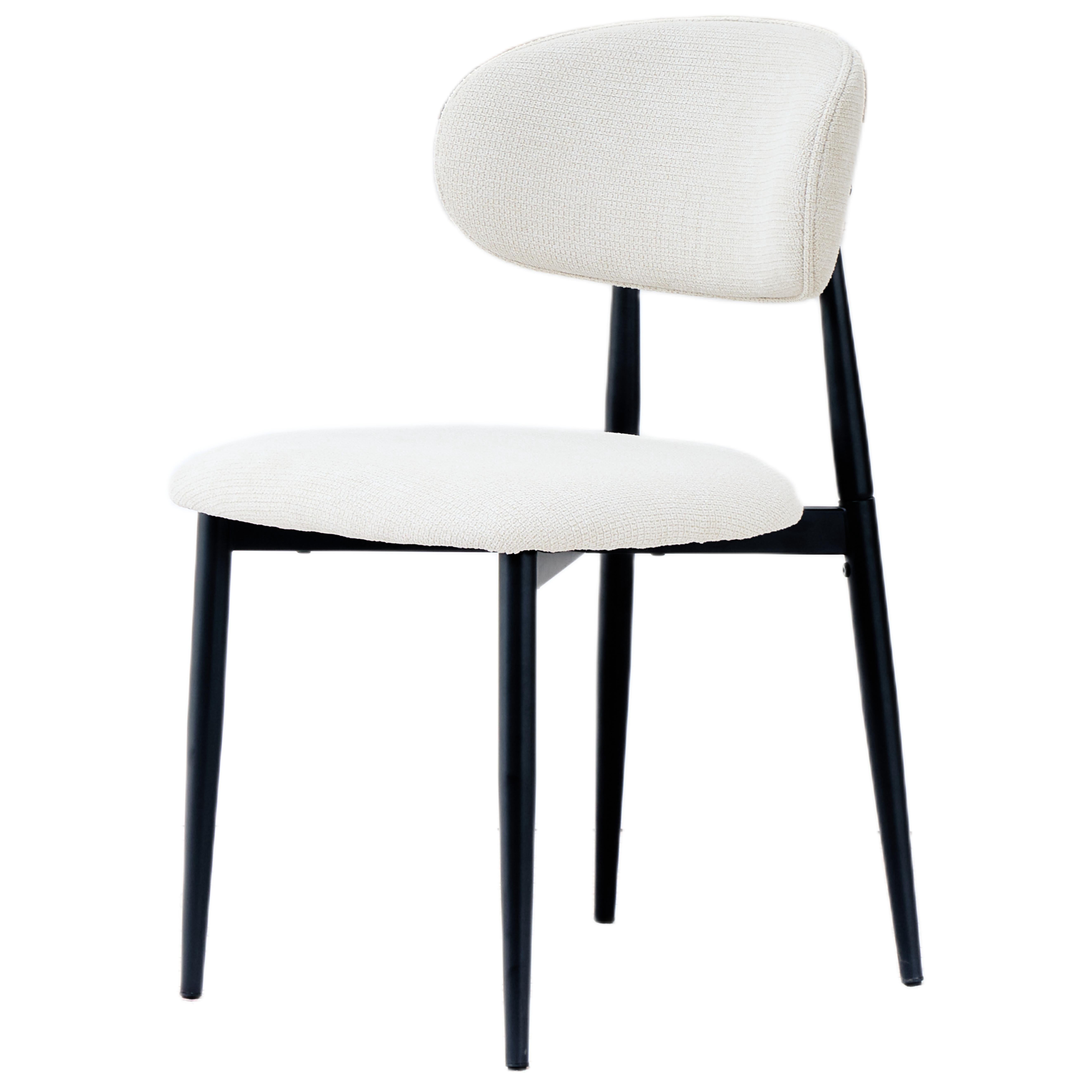 Fabric Dining Chairs, Upholstered Side Chairs with Black Metal Legs, 32.8" H x 19.6" W x 22" D, 19.3" Seat-High, Modern Kitchen Chairs for Dining Room, Living Room-Seat of 2