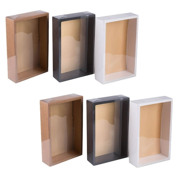Supvox Assorted Color Gift Box Set of 6 Premium Paper and PVC Storage Containers for Birthday and Holiday Use