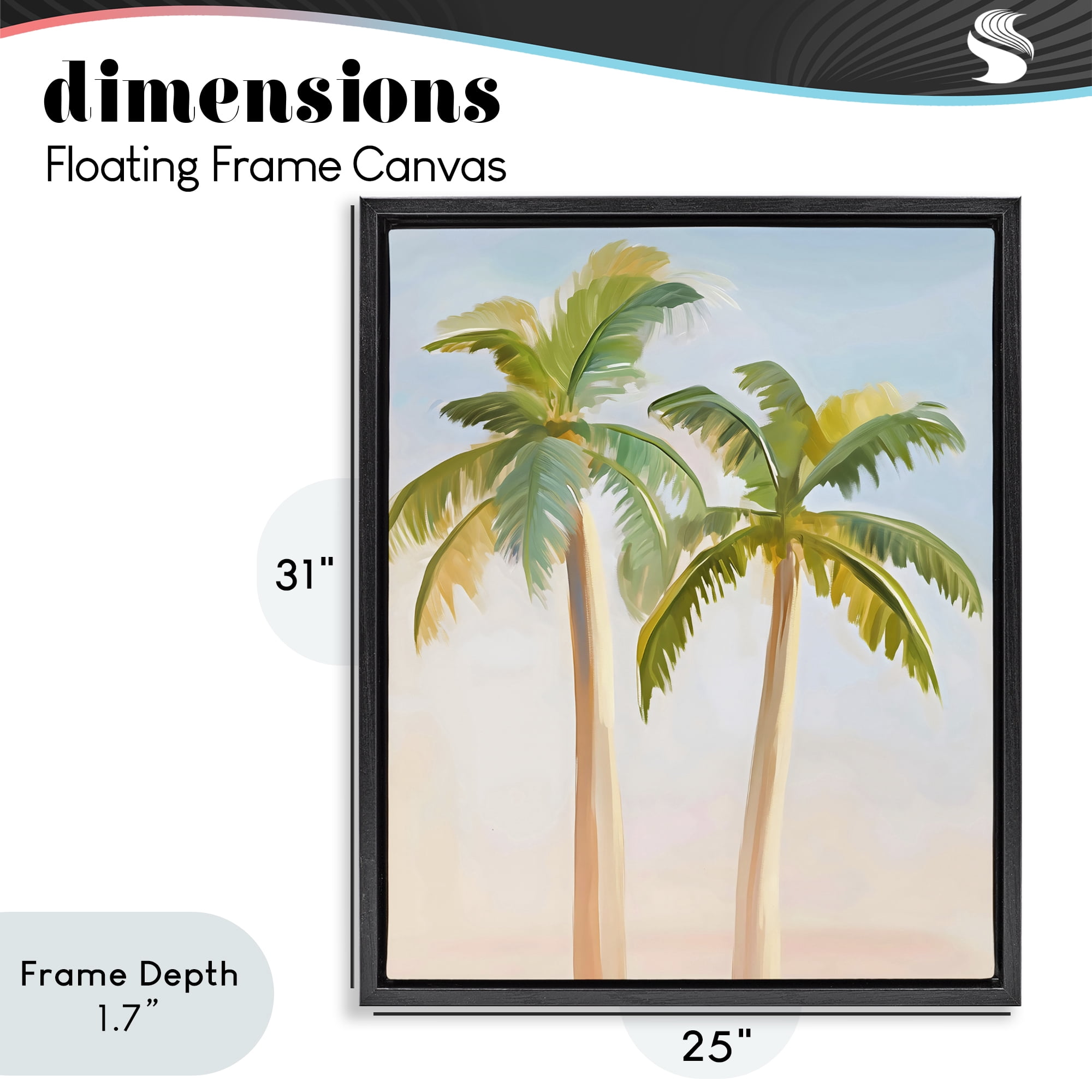 Stupell Industries Tropical Palm Twins at Sunrise Black Framed Floater Canvas Wall Art, design by The Prints Vibe
