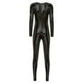 thumbnail image 4 of Eandarui Women's Shiny Liquid Full Body Suits Unitard Back Zipper Catsuit Stretchy Costume Jumpsuits Black XXL, 4 of 7