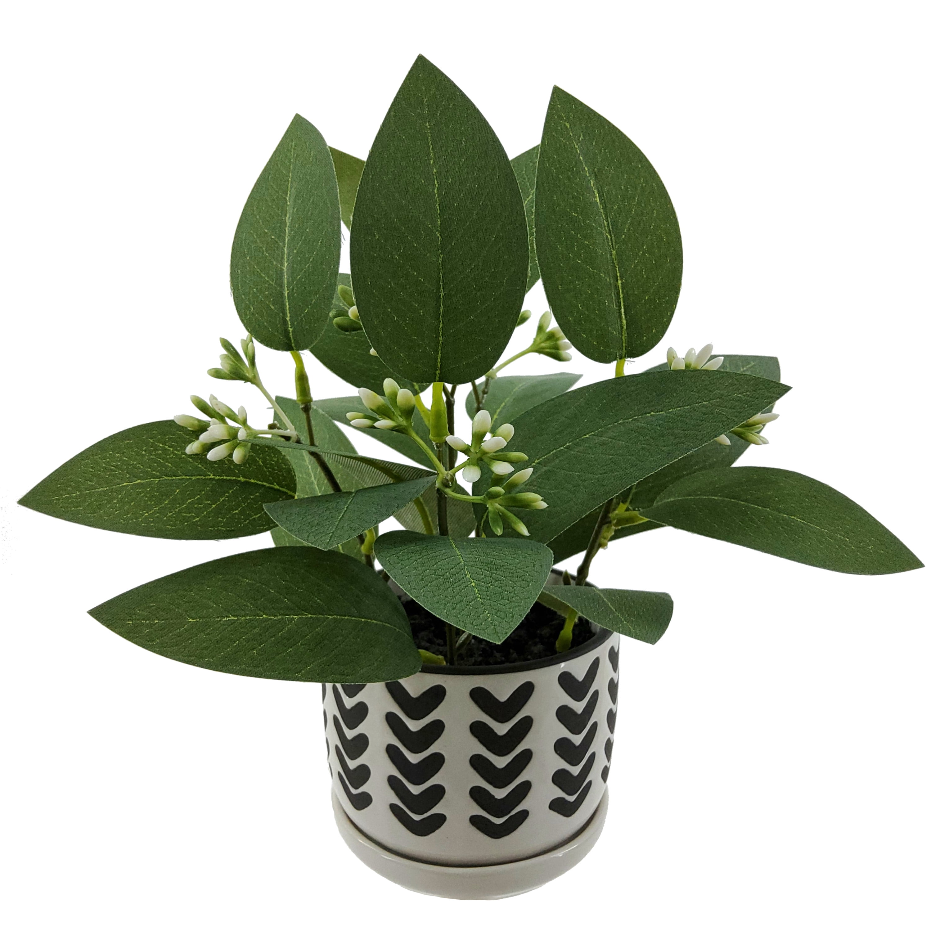 Mainstays Artificial Green Plant in Chevron Ceramic Pot, 8 Inches
