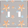thumbnail image 2 of Metal Light Switch Wall Plate Outlet Cover (Colorful Flower Vintage Gray - Double Toggle), 2 of 2