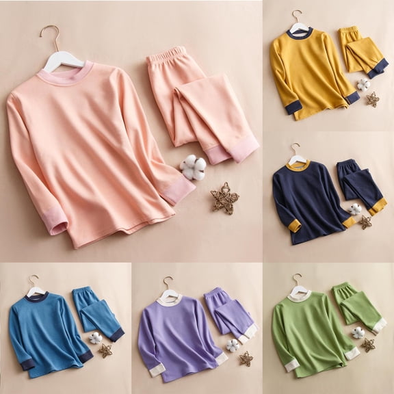Baby Boy Outfits Girls Winter Long Sleeve and Pants Silk Blend Thermal Underwear Set Boys' Clothing Sets Blue 3-4 Years