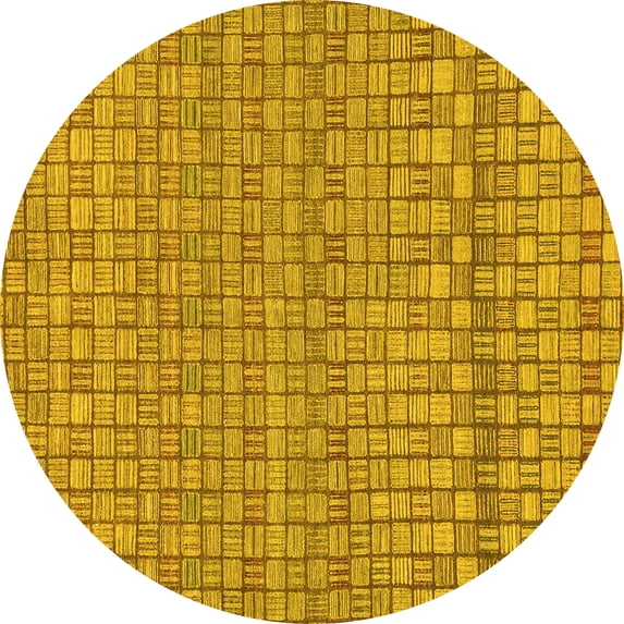 Ahgly Company Machine Washable Indoor Round Abstract Yellow Modern Area Rugs, 6' Round