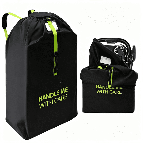 GASTROPOD Large Stroller Bag for Airplane Travel,Black&Green,47" H X 24" W X 15" D,Fits Most Large,Single,Double,Jogging Strollers-Premium Waterproof Cover,Adjustable Shoulder Straps