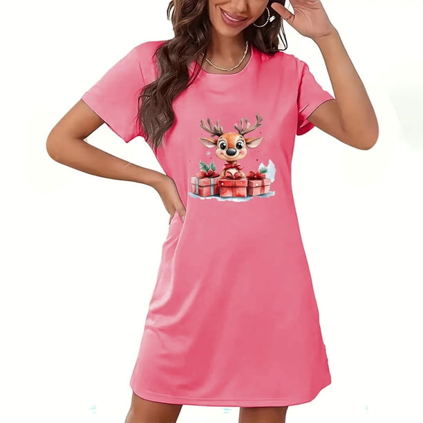 Camisón corto de talla grande para mujer, camisón de manga corta con estampado de pecho a la moda, camisón para mujer