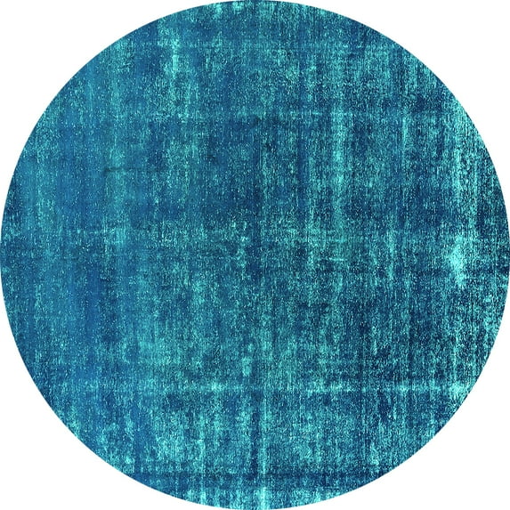Ahgly Company Indoor Round Oriental Turquoise Blue Industrial Area Rugs, 6' Round