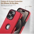 thumbnail image 2 of XINQIHANG Compatible with iPhone 15 Pro Max Case Premium Leather TPU Hybrid Case Cover,Red, 2 of 6