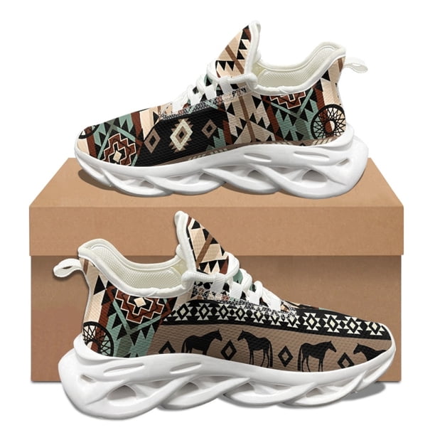 Zapatillas de tenis con estampado tribal azteca para mujer y hombre, zapatos planos suaves y transpirables para trabajo al aire libre, otoño e invierno, nuevas y a la moda
