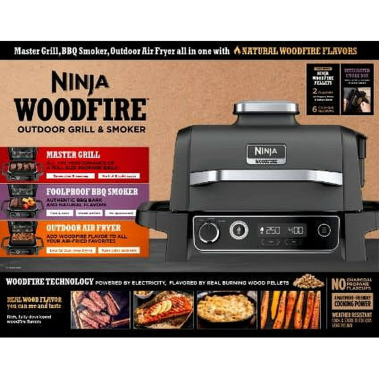Ninja Woodfire 3-in-1 Outdoor Grill, Master Grill, BBQ Smoker, & Outdoor  Air Fryer with Woodfire Technology, OG700