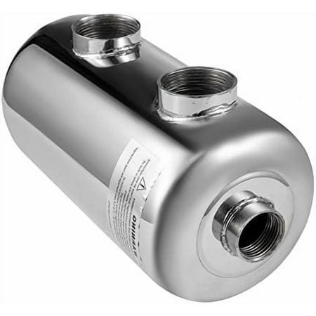 10.6"*5.5" Dia, 95KBTU Stainless Steel Heat Exchanger Tube Shell Heat Exchanger 2" Dia Side Port, 1.3" Dia Inter/Outer Oort,$$Garden &