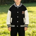 thumbnail image 4 of Coerni Boys & Girls Varsity Jackets Contrast Long Sleeve Embroidery Bomber Jackets Button Down Cardigan Baseball Coats, 4 of 7
