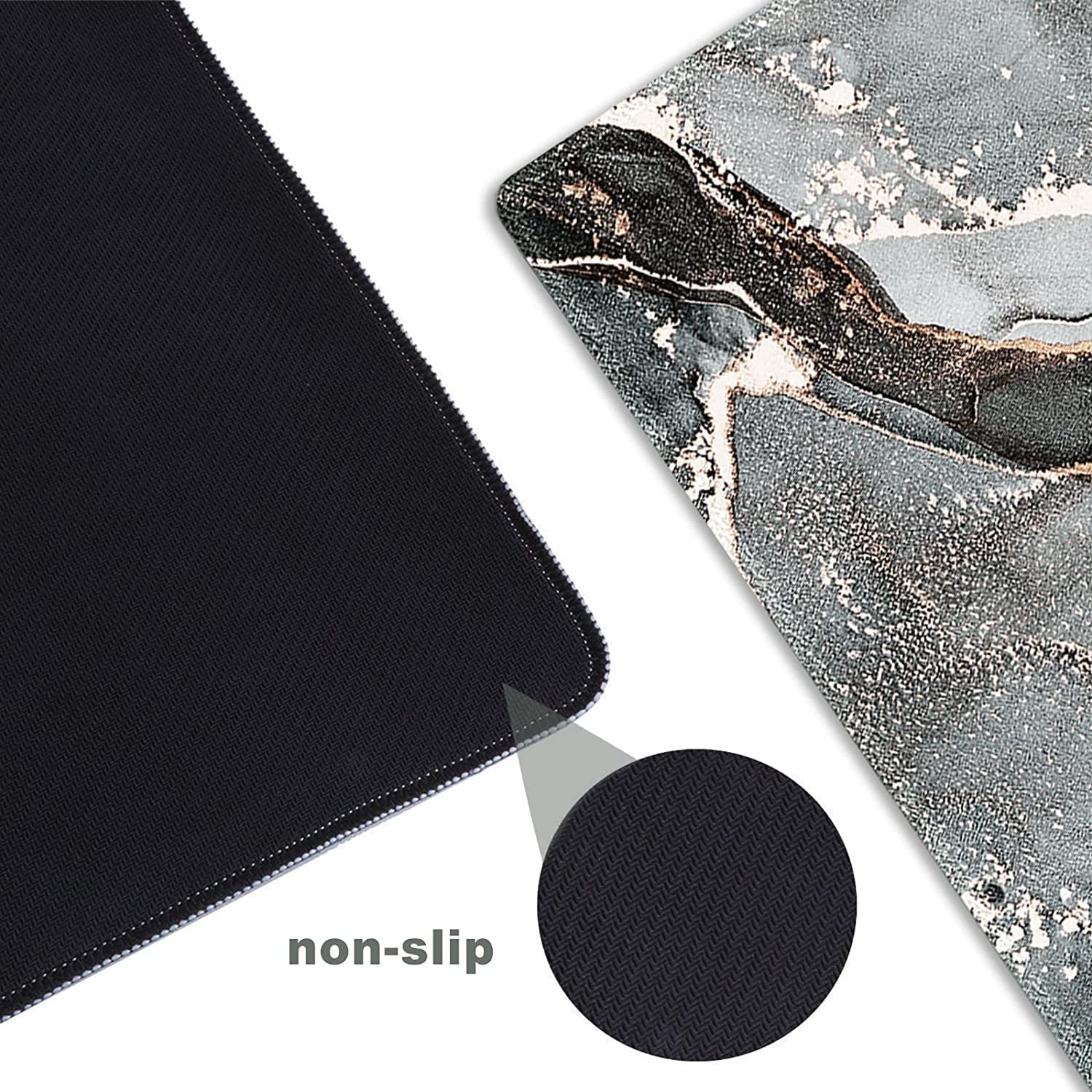 Extended Gaming Mouse Pad XXL Large Keyboard Mat Long Mousepad Desk Decor Writing Pad Non Slip Rubber Base Stitched Edges for Work, Game, Office, Home, 35.1" x 15.7" , Green Blue Marble