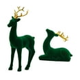 thumbnail image 3 of 2 Pieces Reindeer Figurines Deer Statues Tabletop Ornaments Soft Flocked Resin for Living Room Bedroom Home Decor, 3 of 9