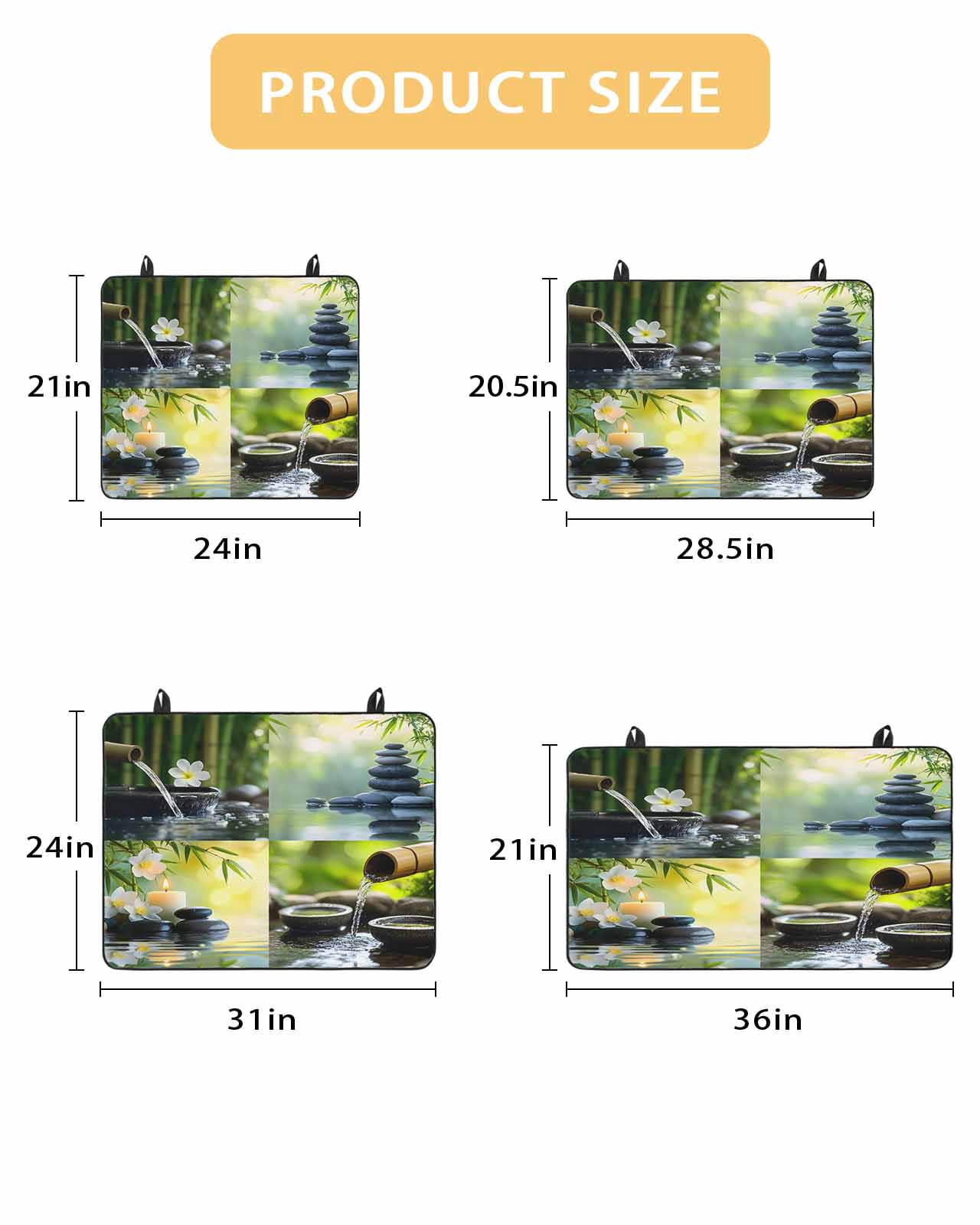 nqOlkjepod Large Induction Cooktop Protector Mat 24"x21", Zen Stones Stove Top Covers for Electric Stove, Nature Water Reflection Checkered Decorative Stove Burner Cover Mats, Glass Top Stove Cover