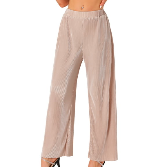 DARING DIVA Women's Elastic High Waist Wide Leg Outfit Trousers XS Pink