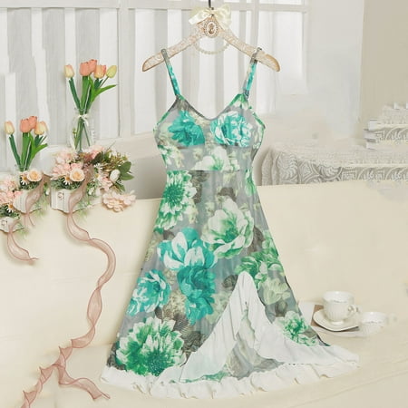 uublik Womens Lingerie Valentine s Day Lace Chemise Nightgowns Mesh Dress Sleepwear Green XL
