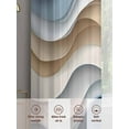 thumbnail image 7 of Beige Blue Ombre Semi Sheer Curtains 96 Inch Length 2 Panels Set, Moire Abstract Artwork Sheer Kitchen Curtain Privacy Voile Window Curtain for Living Room Bedroom Rod Pocket Drapes, 7 of 7