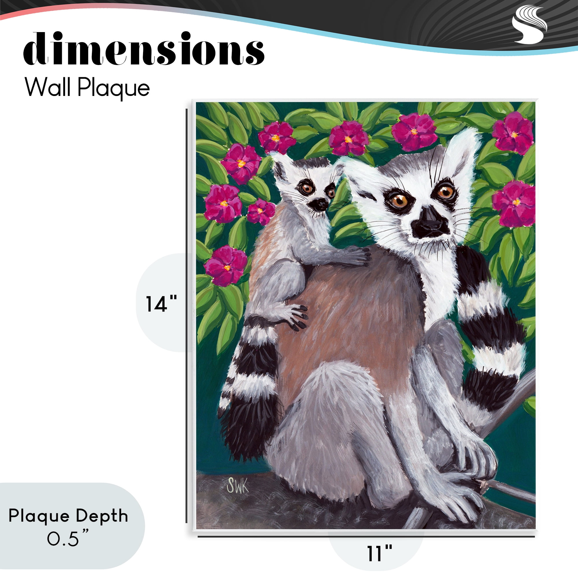 Stupell Industries Ring Tailed Lemur Mama & Baby Wall Plaque Art, design by Sarah Waldron Kimball