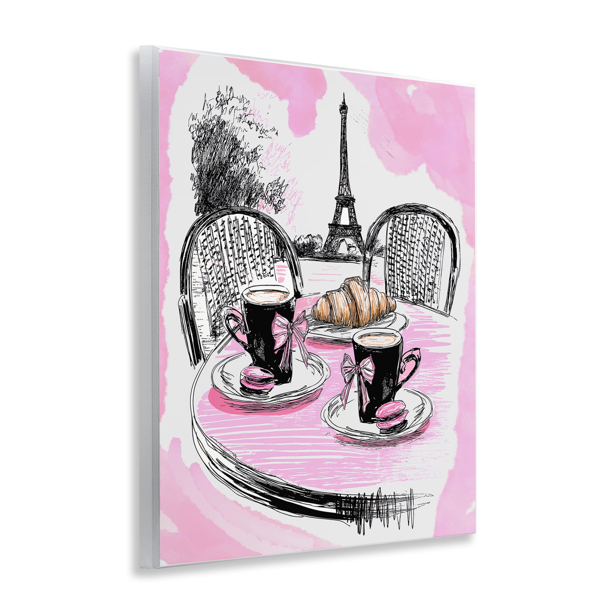 Stupell Industries Pink Parisian Cafe Breakfast Wall Plaque Art, design by Jess Stempel