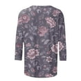 thumbnail image 5 of Soki 3/4 Length Sleeve Womens Tops Floral Crewneck Shirts Casual Tunic Blouses Summer Basic Tees, 5 of 5