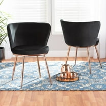 Baxton Studio Farah Modern Luxe and Glam Black Velvet Fabric Upholstered and Rose Gold Finished Metal 2-Piece Dining