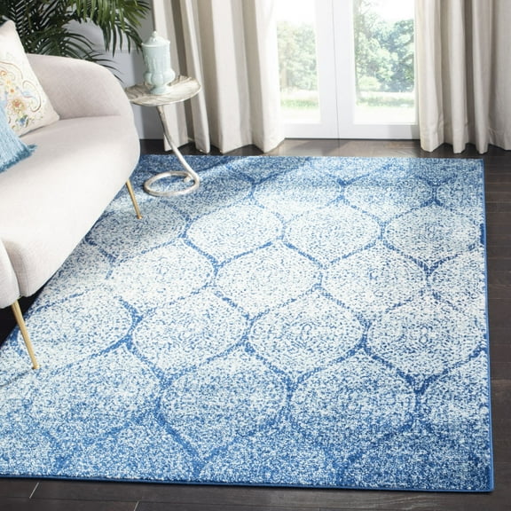 SAFAVIEH Madison Leighton Geometric Area Rug, Navy/Blue, 6'7" x 9'2"