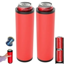 2PCS Double Tactical Reload Can Holder-Ultra Chill System, Insulated Dual Beer Cooler for 12oz Cans, Gravity-Fed Stacking Sleeve, Funny Outdoor Camping & Tailgating Gift for Men (Red)