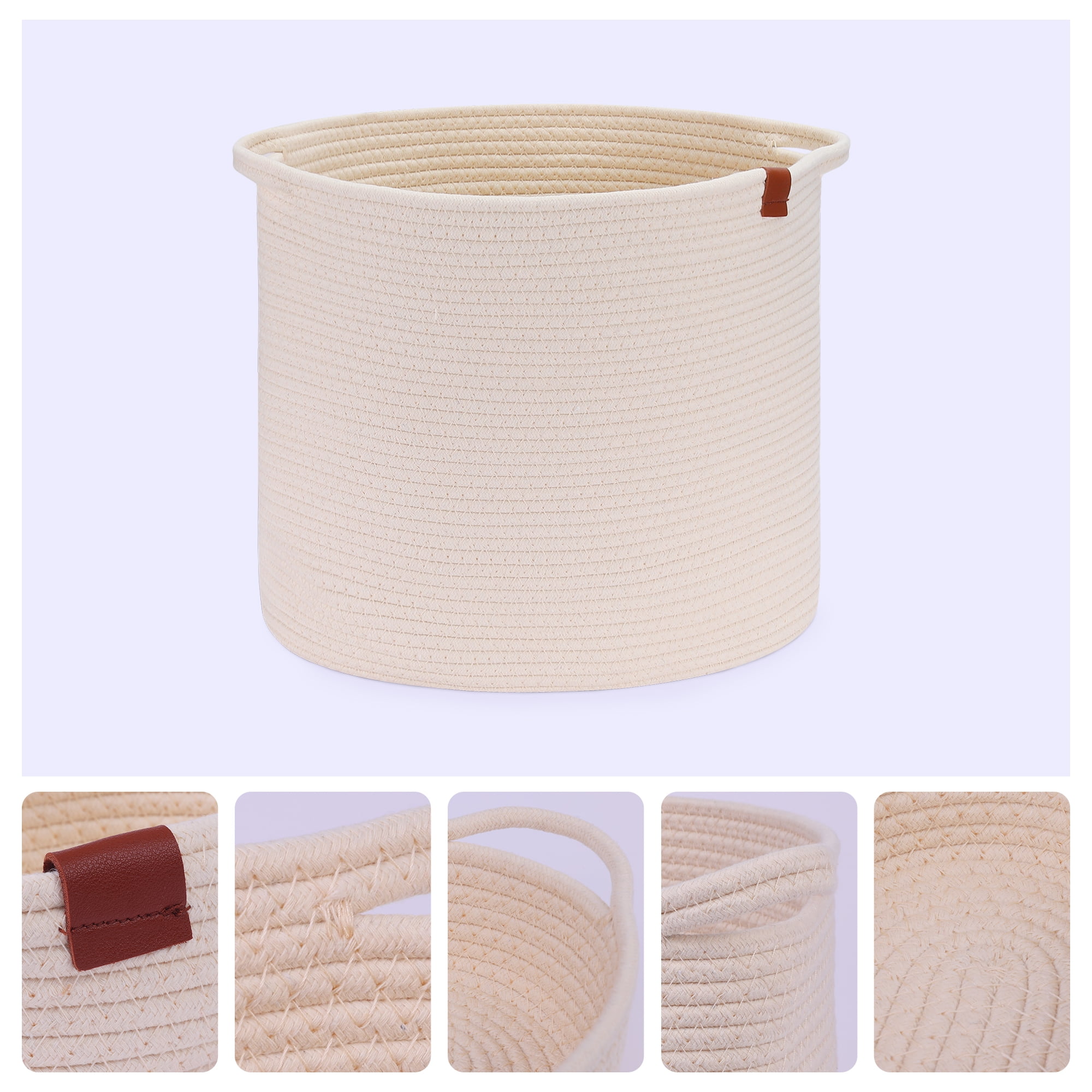 Unique Bargains Woven Storage Basket Shelf Storage Organizer Bin for Home Decor Beige L