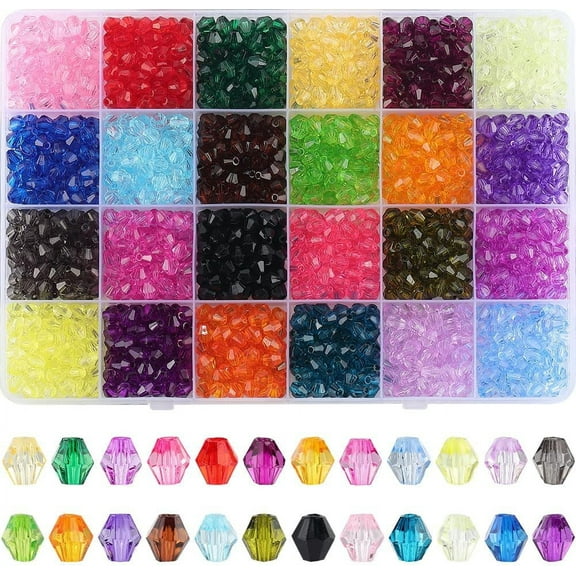 Transparent Acrylic Beads Faceted Bicone Mixed Color 6x5.5mm Hole: 1.5mm 80pcs/color