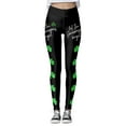 thumbnail image 5 of XIAONU Womens Shamrock Print Leggings High Waist Graphic Tights Stretchy Festive Holiday Bottoms Black, 5 of 5