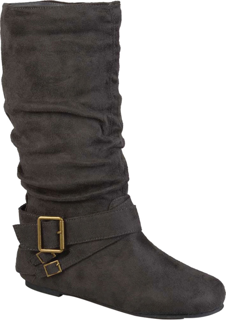 Black suede clearance slouch boots flat