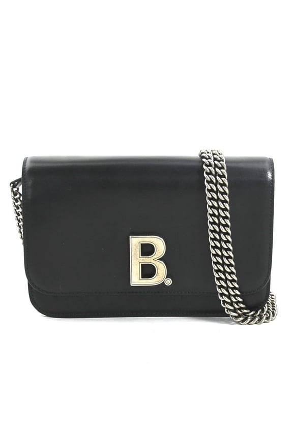 Pre-Owned BALENCIAGA Chain Wallet Leather Black Women's t19595a (Good)