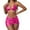 Hot Pink 09003, variant on OWMEOT Women's 3 Piece Metallic Swimsuits Halter Triangle String Bikini Set with Beach Skirt for Holiday Summer Pool Party