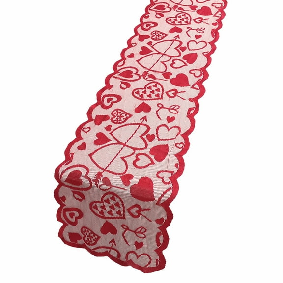 EXHUMKY Red Heart Table Runner Creative Design Elegant Decor for Table 1Set