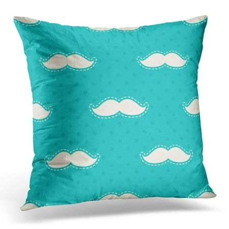 CMFUN Baby Mustache Cream and Blue Colors Polka Dot Also for Little Man Party Boy Pillow Case Pillow Cover 20x20